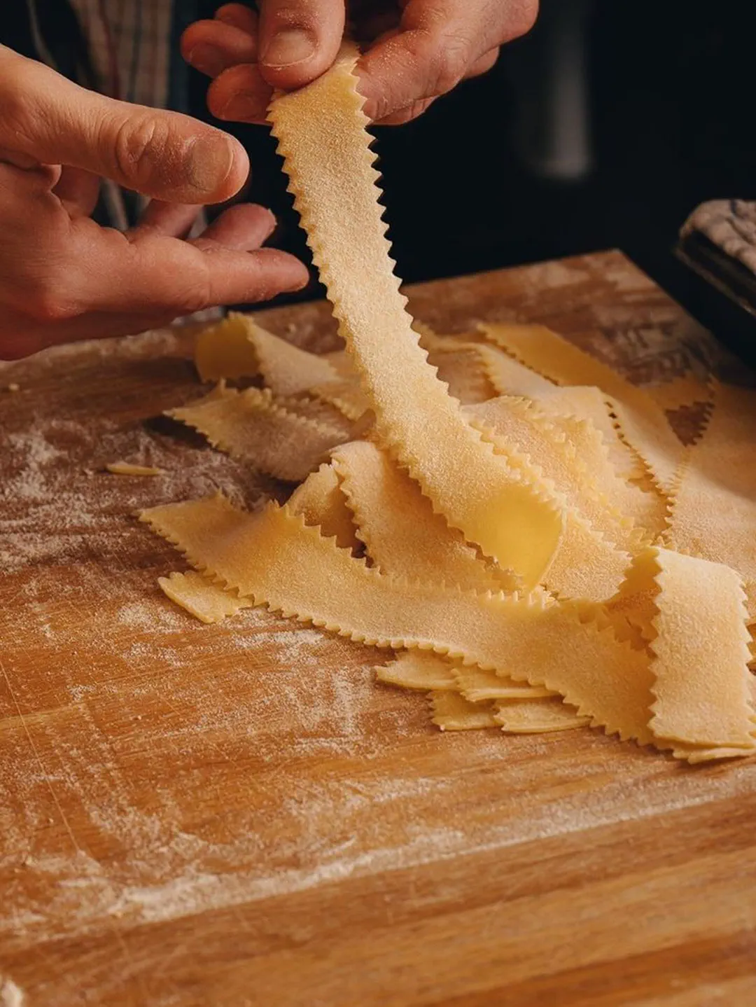 Fresh pasta shaped with patience.