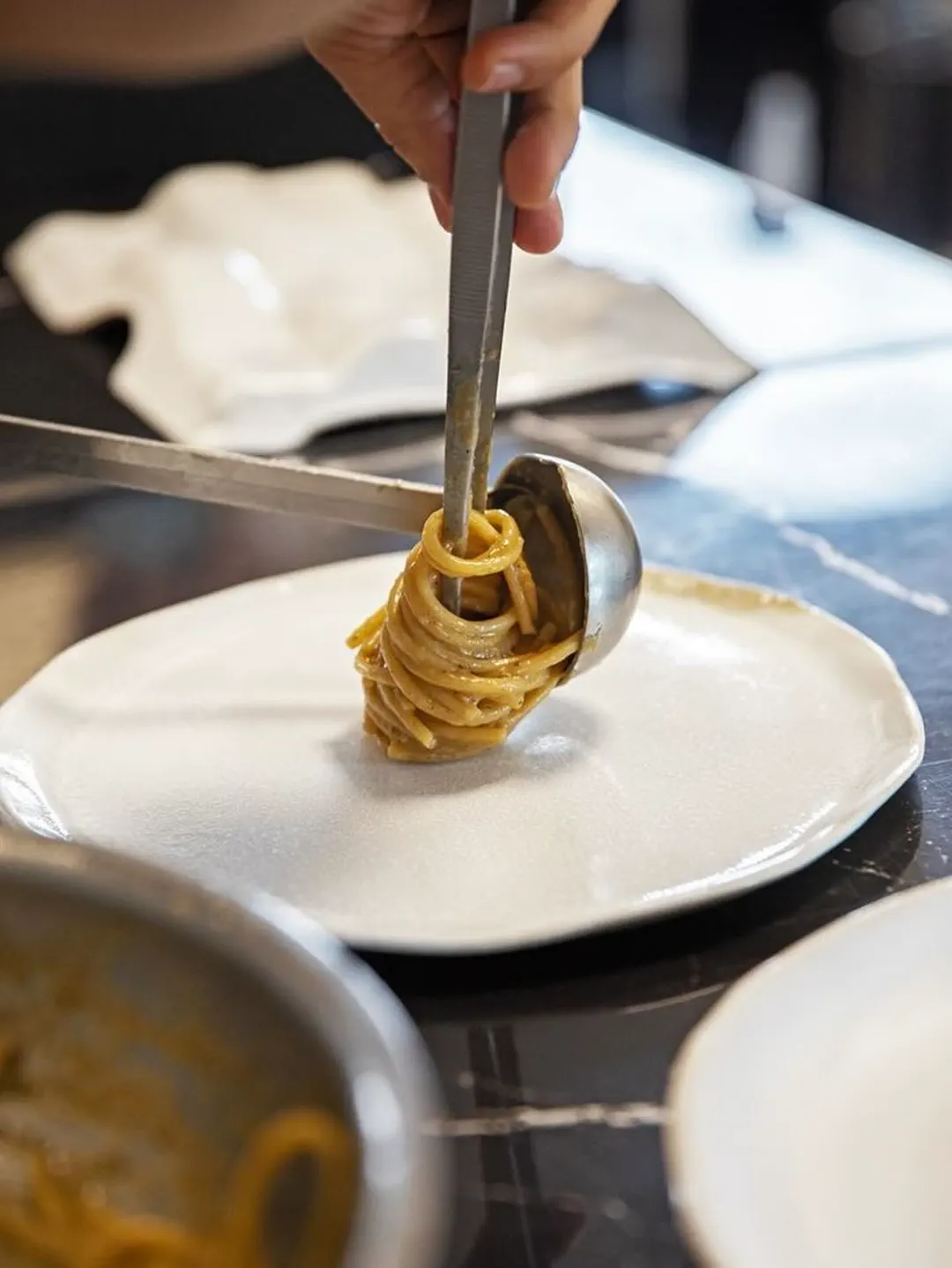 Pasta served tableside.
